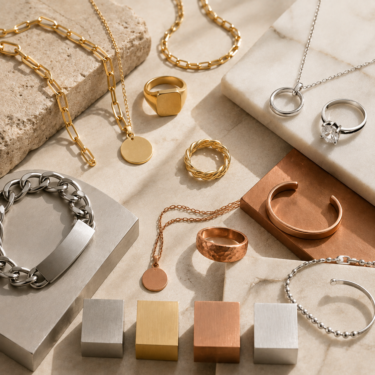 Stainless Steel vs Brass vs Copper vs 925 Silver Jewelry: Which Material Is Best for Custom Jewelry?